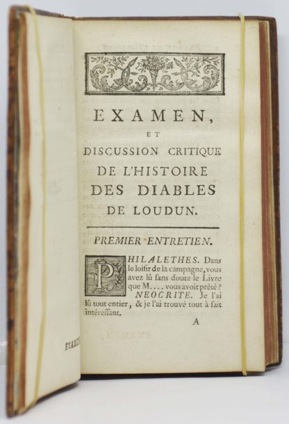 LA MENARDAIE, Examen et discussion critique de l’histoire des diables de Loudun, de la possession des religieuses Ursulines, & de la condamnation d’Urbain Grandier. 1749