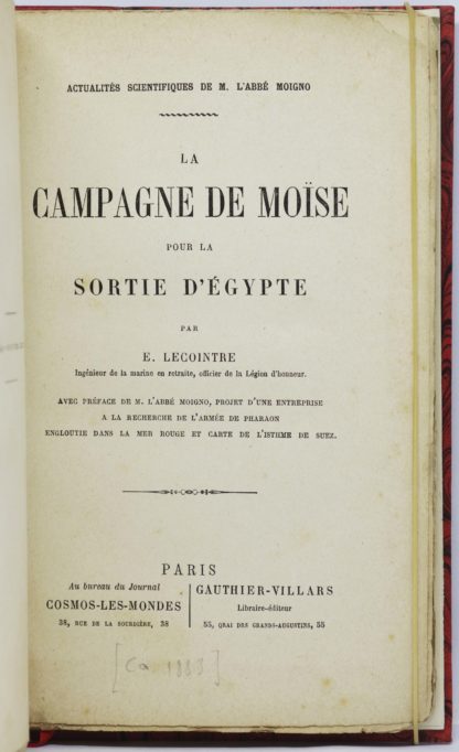 LECOINTRE, La Campagne de Moïse pour la sortie d’Egypte, par E. Lecointre, ingénieur de la Marine en retraite, officier de la légion d’honneur. 1880 – Image 2