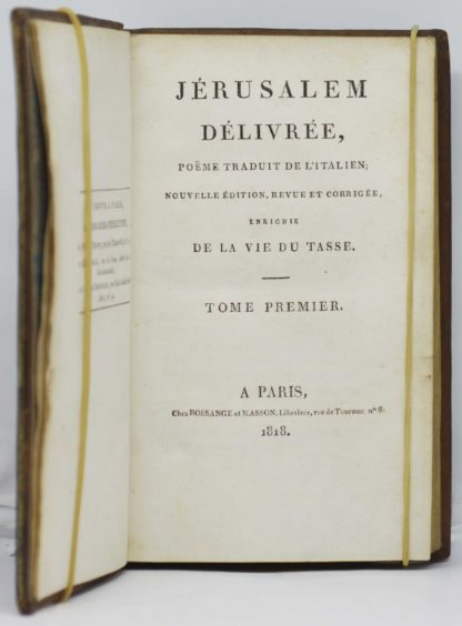 LE TASSE, Jérusalem délivrée, poëme traduit de l’italien ; nouvelle édition, revue et corrigée, enrichie de la Vie du Tasse. 1818 – Image 2