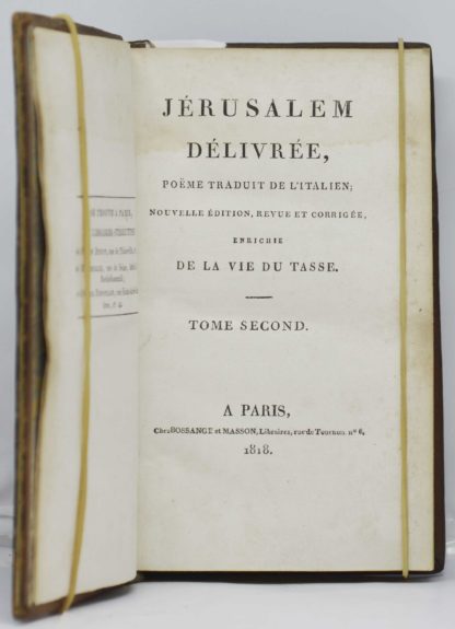 LE TASSE, Jérusalem délivrée, poëme traduit de l’italien ; nouvelle édition, revue et corrigée, enrichie de la Vie du Tasse. 1818 – Image 3