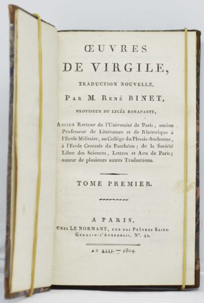 VIRGILE / BINET (trad.), Œuvres de Virgile, traduction nouvelle, par M. René Binet,... 1804 – Image 2