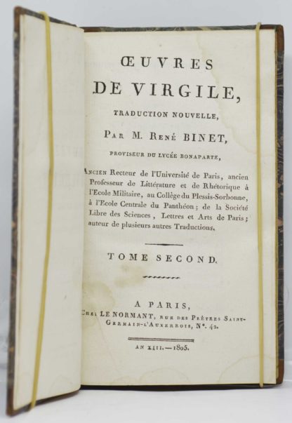 VIRGILE / BINET (trad.), Œuvres de Virgile, traduction nouvelle, par M. René Binet,... 1804 – Image 3