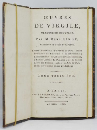 VIRGILE / BINET (trad.), Œuvres de Virgile, traduction nouvelle, par M. René Binet,... 1804 – Image 4