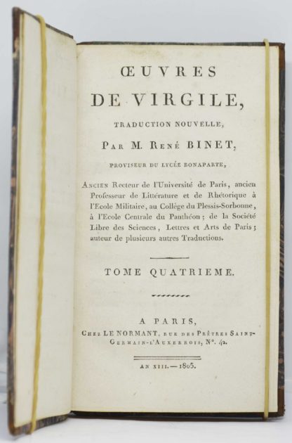 VIRGILE / BINET (trad.), Œuvres de Virgile, traduction nouvelle, par M. René Binet,... 1804 – Image 5