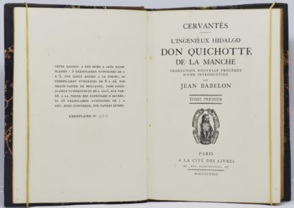 CERVANTES SAAVEDRA, L’ingénieux hidalgo Don Quichotte de la Manche. Traduction nouvelle précédée d’une introduction par Jean Babelon. – Image 3