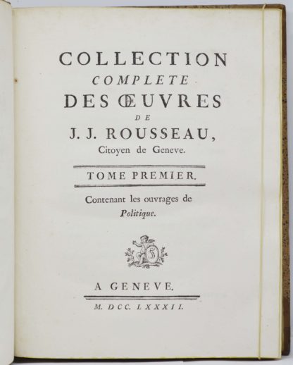 ROUSSEAU, Collection complètes des œuvres de J. J. Rousseau, citoyen de Genève ; 12 volumes. 1780-82 – Image 5