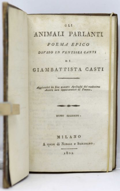 CASTI, Gli animali parlanti poema epico diviso in ventisei canti di Giambattista Casti. – Image 3