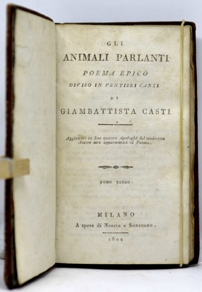 CASTI, Gli animali parlanti poema epico diviso in ventisei canti di Giambattista Casti. – Image 4