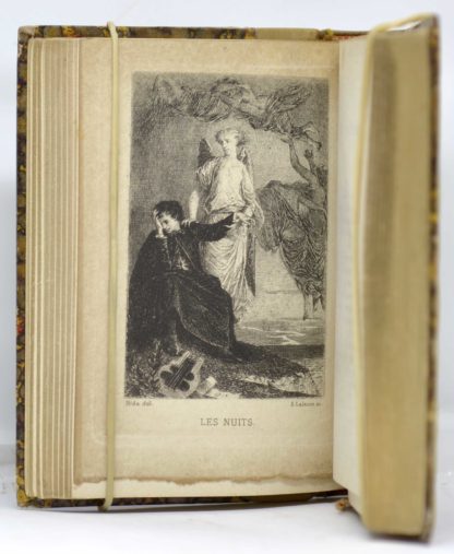 MUSSET. Poésies nouvelles, 1836-1852. Avec un portrait de l’auteur, réduction de l’eau-forte de Léopold Flameng, d’après le tableau de Landelle, et une eau-forte de Lalauze, d’après Bida. 1902 – Image 3