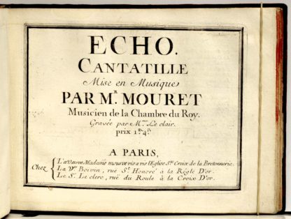 PARTITIONS MUSICALES XVIIIe SIECLE / MOURET / NAUDE / LEMAIRE / BLAISE / LULLY, Ensemble de 9 partitions de « cantatilles », paroles et musique entièrement gravées, ca 1735-1745, complété par deux copies manuscrites de même époque de pièces de Lully. – Image 4