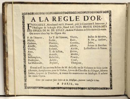 PARTITION MUSICALE XVIIe SIECLE / CAMPRA, L’Europe galante, ballet mis en musique  par Monsieur *********. 1697 – Image 2