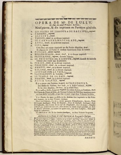 PARTITION MUSICALE XVIIIe SIECLE / LULLY / QUINAULT, Amadis, tragédie mise en musique par Monsieur de Lully..., 1725 – Image 3