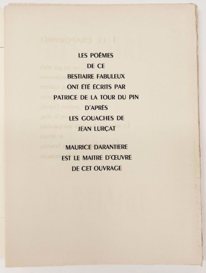 LA TOUR DU PIN / LURCAT, BESTIAIRE FABULEUX, 1951 – Image 5