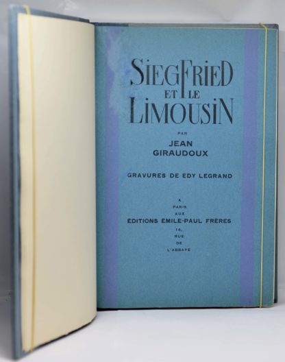 GIRAUDOUX / ÉDY LEGRAND (ill.), SIEGFRIED ET LE LIMOUSIN. 1928 – Image 3