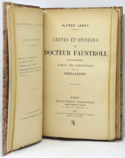 JARRY, Gestes et opinions du Docteur Faustroll. Pataphysicien. Roman néo-scientifique. Suivi de Speculations. 1911