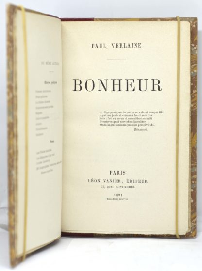 VERLAINE, Bonheur, 1891
