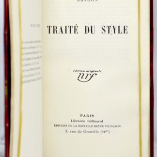 ARAGON, Traité du style, 1928