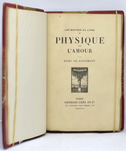 DE GOURMONT /BURNAT-PROVINS, Physique de l’amour. Essai sur l’instinct sexuel. Frontispice de Mme Burnat-Provins. 1917