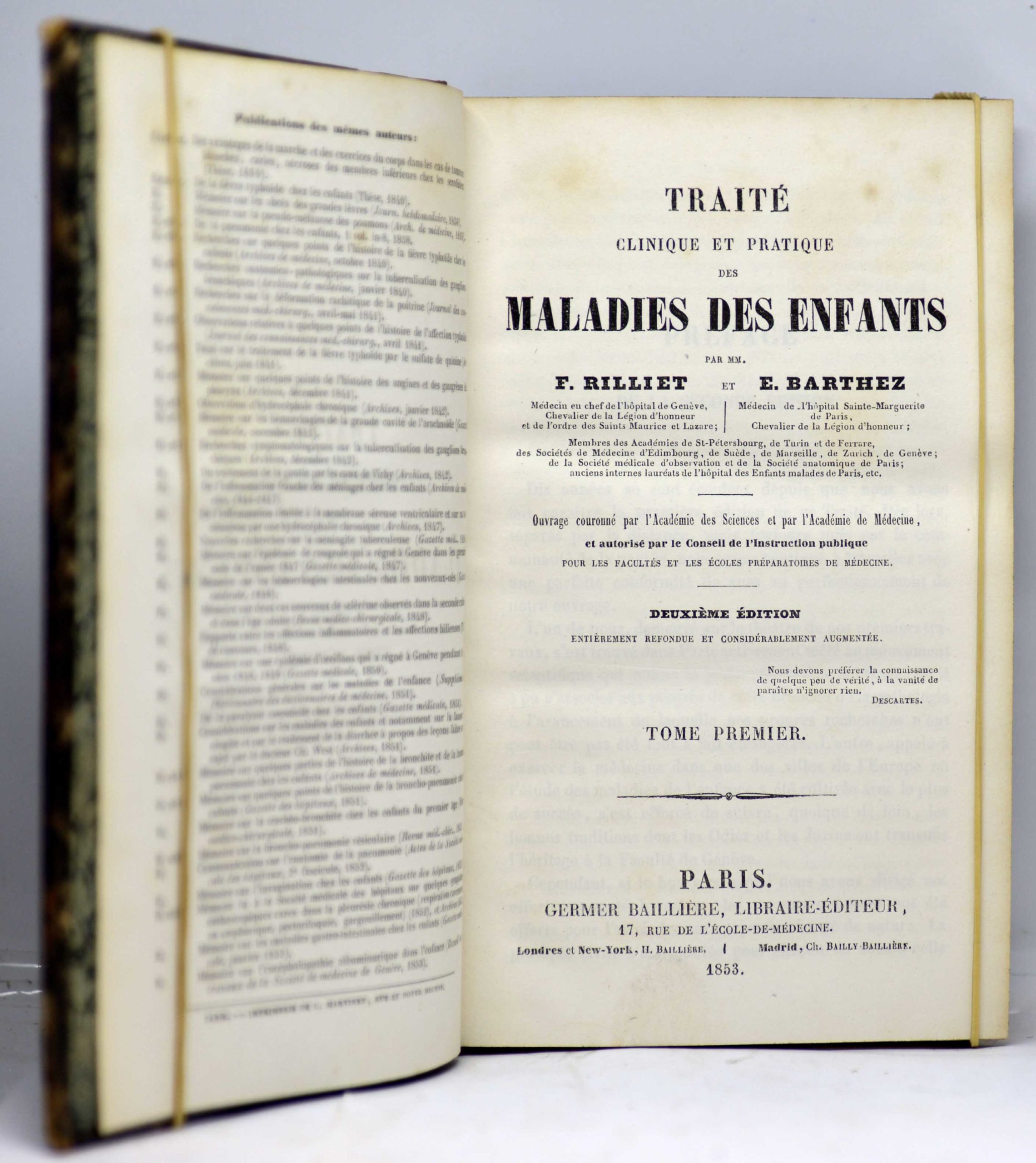 BARTHEZ / RILLIET, Traité clinique et pratique des maladies des enfants. 1853-1854 – Image 2