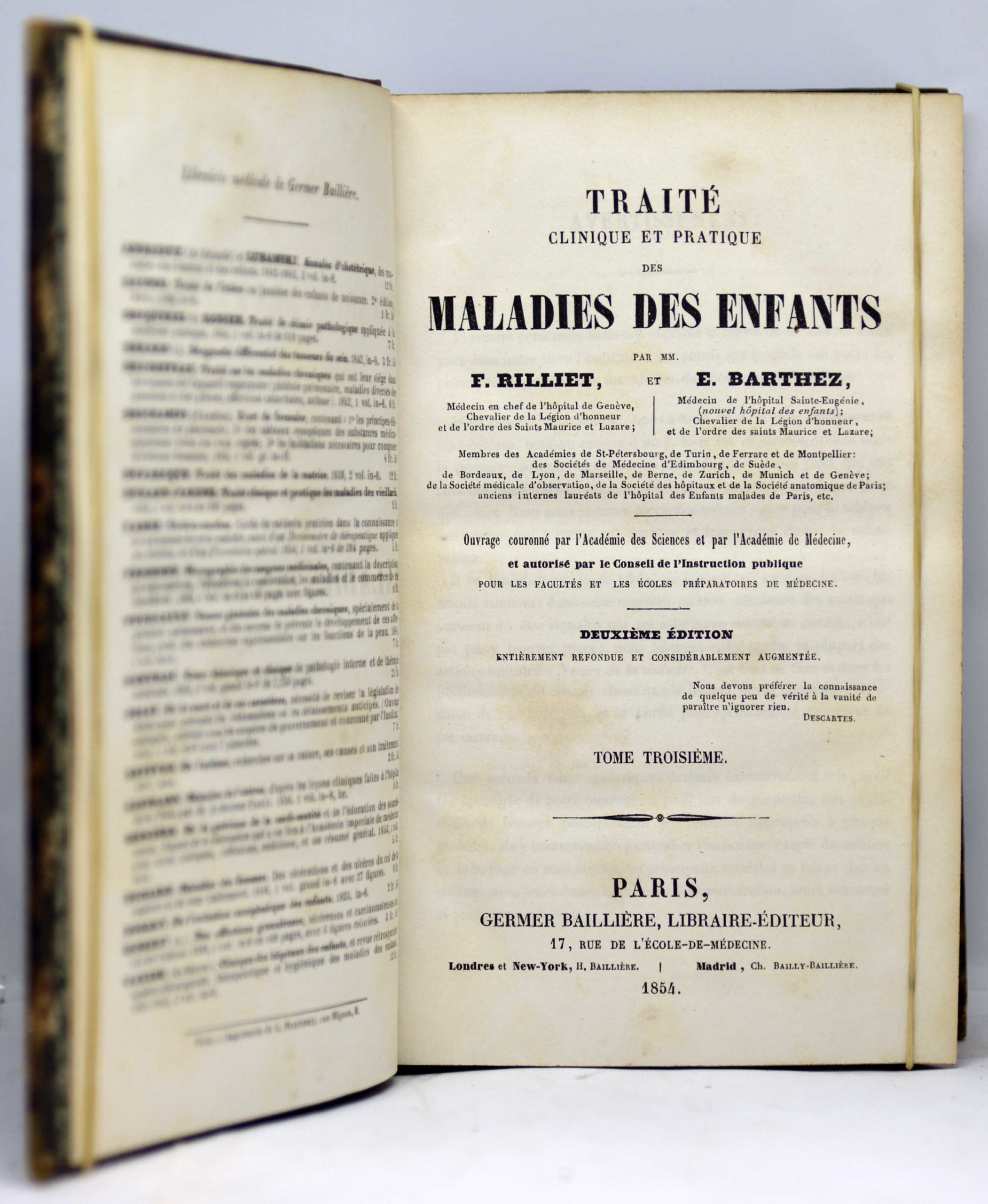 BARTHEZ / RILLIET, Traité clinique et pratique des maladies des enfants. 1853-1854 – Image 4