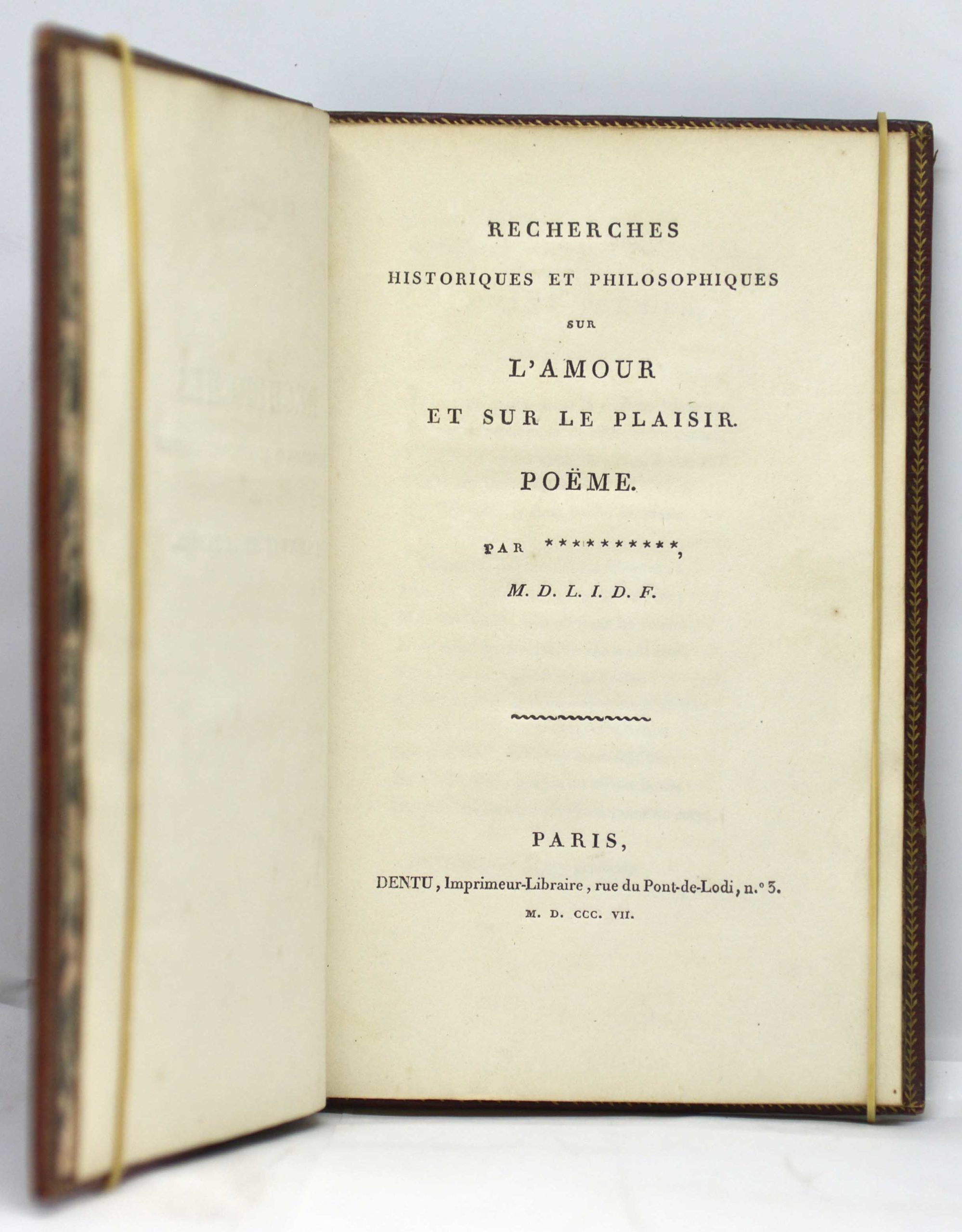 TOULONGEON, Recherches historiques et philosophiques sur l'amour et sur le plaisir. Poëme. Par **********, M. D. L. I. D. F. (membre de l’Institut de France). 1807 – Image 3