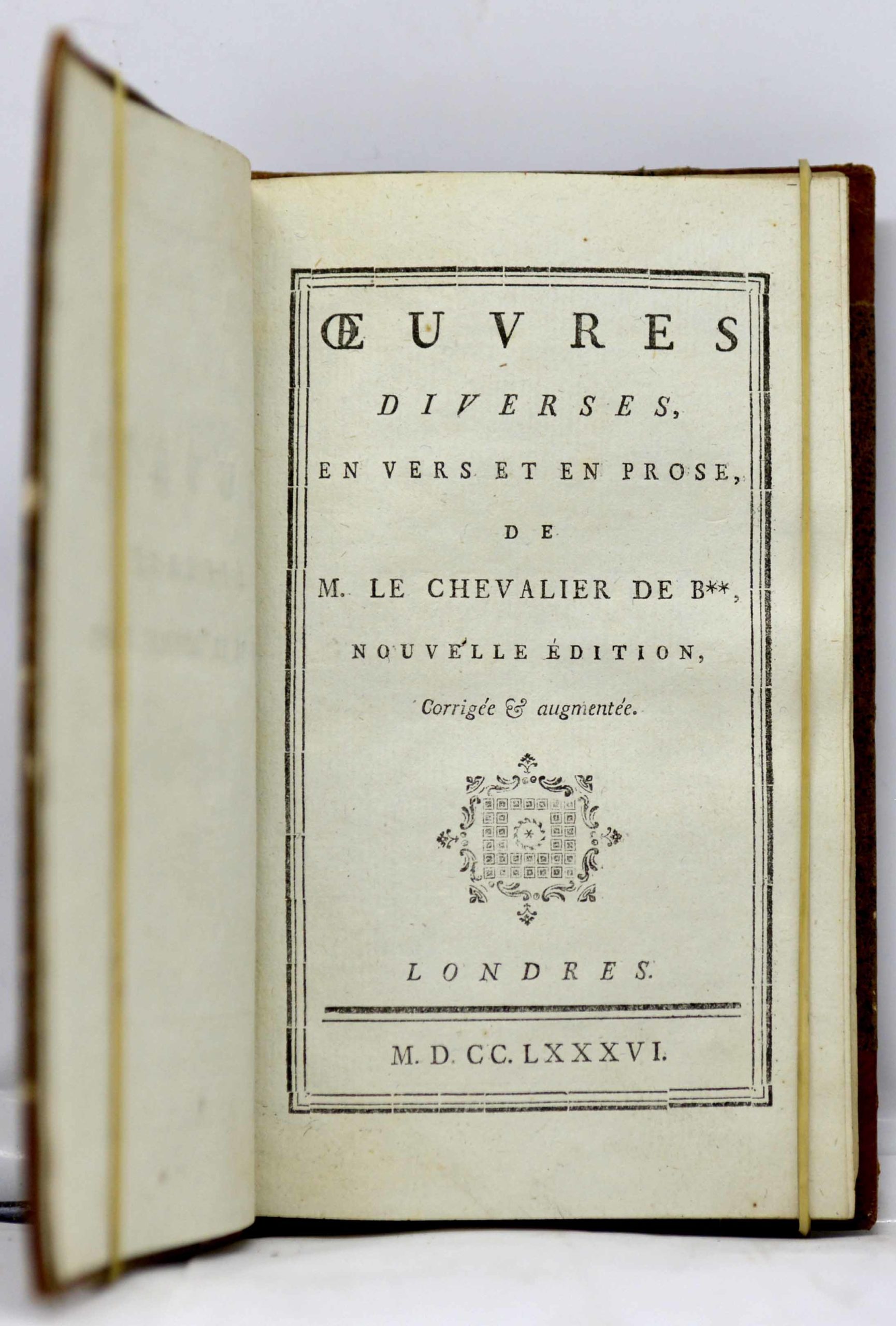 BOUFFLERS, Oeuvres diverses en vers et en prose de M. le chevalier de B**. Nouvelle édition corrigée et augmentée. 1786 – Image 2