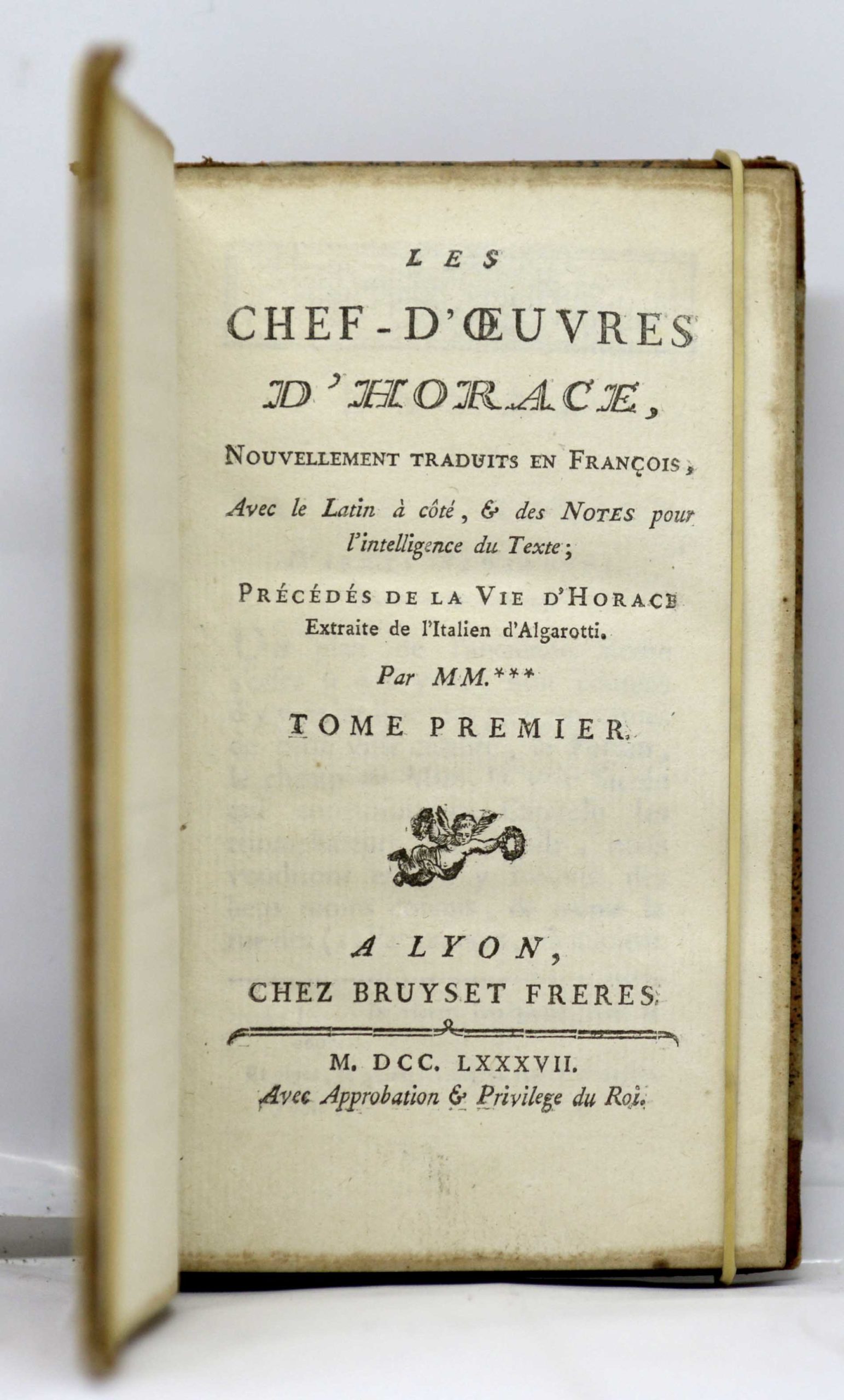HORACE / ADAM, Les chef-d’œuvres d'Horace, nouvellement traduits en françois, avec le latin à côté, et des notes pour l'intelligence du texte; précédés de la vie d'Horace extraite de l'italien d'Algarotti, par MM.***. 1787 – Image 2
