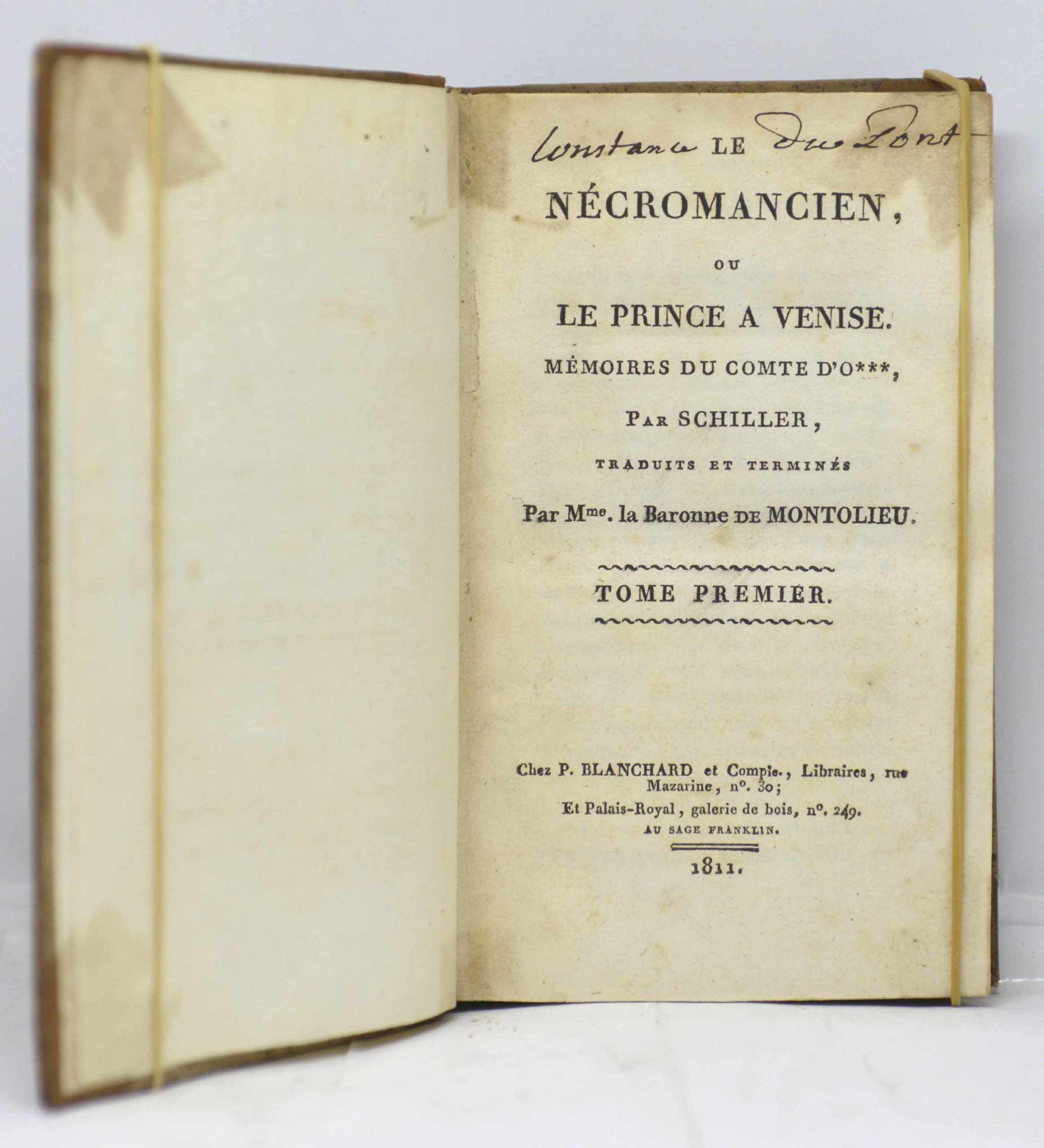 SCHILLER, LE NÉCROMANCIEN, ou LE PRINCE A VENISE. MÉMOIRES DU COMTE D'O***, PAR SCHILLER, TRADUITS ET TERMINÉS Par M™, la Baronne DE MONTOLIEU. 1811 – Image 2