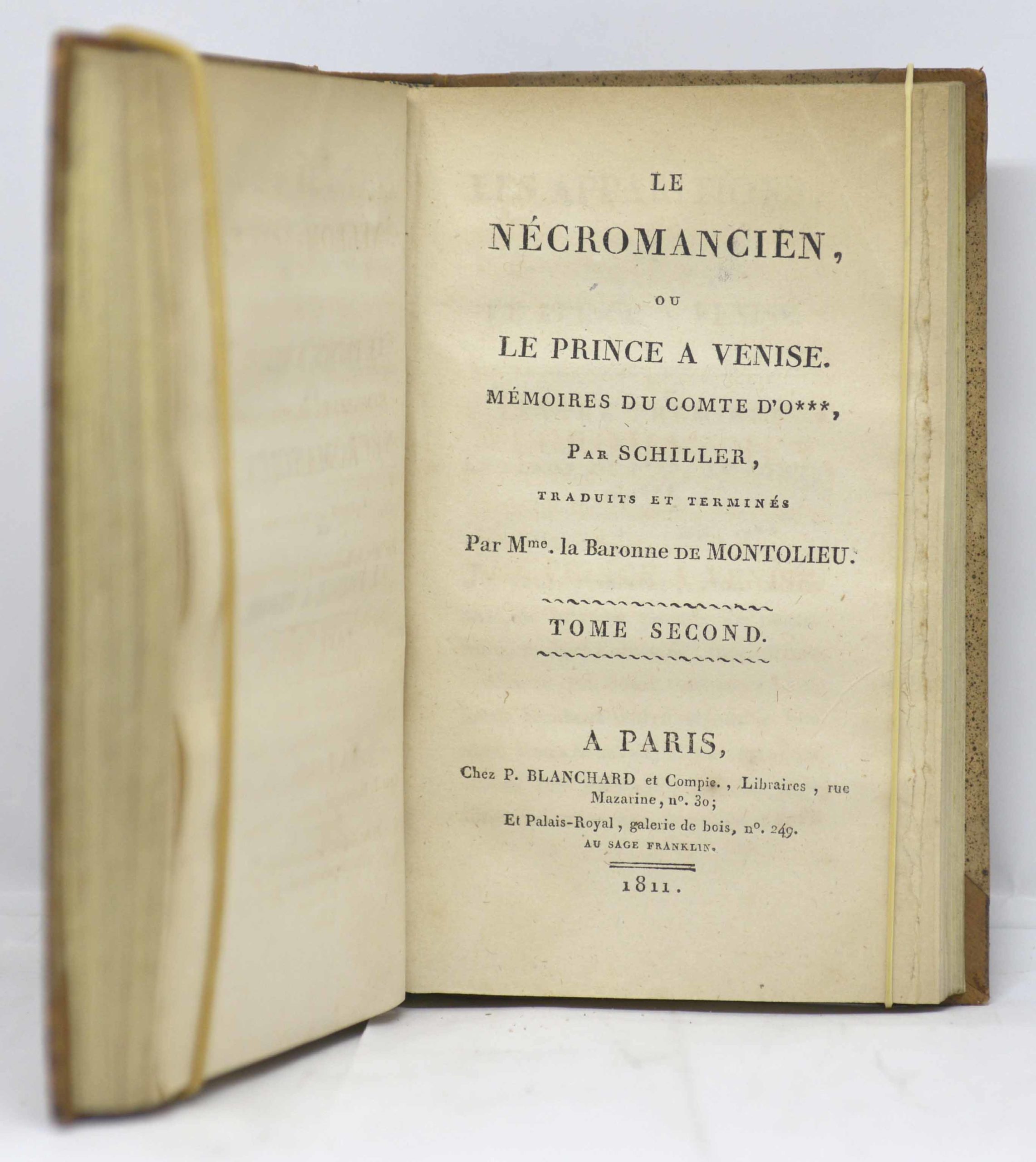 SCHILLER, LE NÉCROMANCIEN, ou LE PRINCE A VENISE. MÉMOIRES DU COMTE D'O***, PAR SCHILLER, TRADUITS ET TERMINÉS Par M™, la Baronne DE MONTOLIEU. 1811 – Image 3
