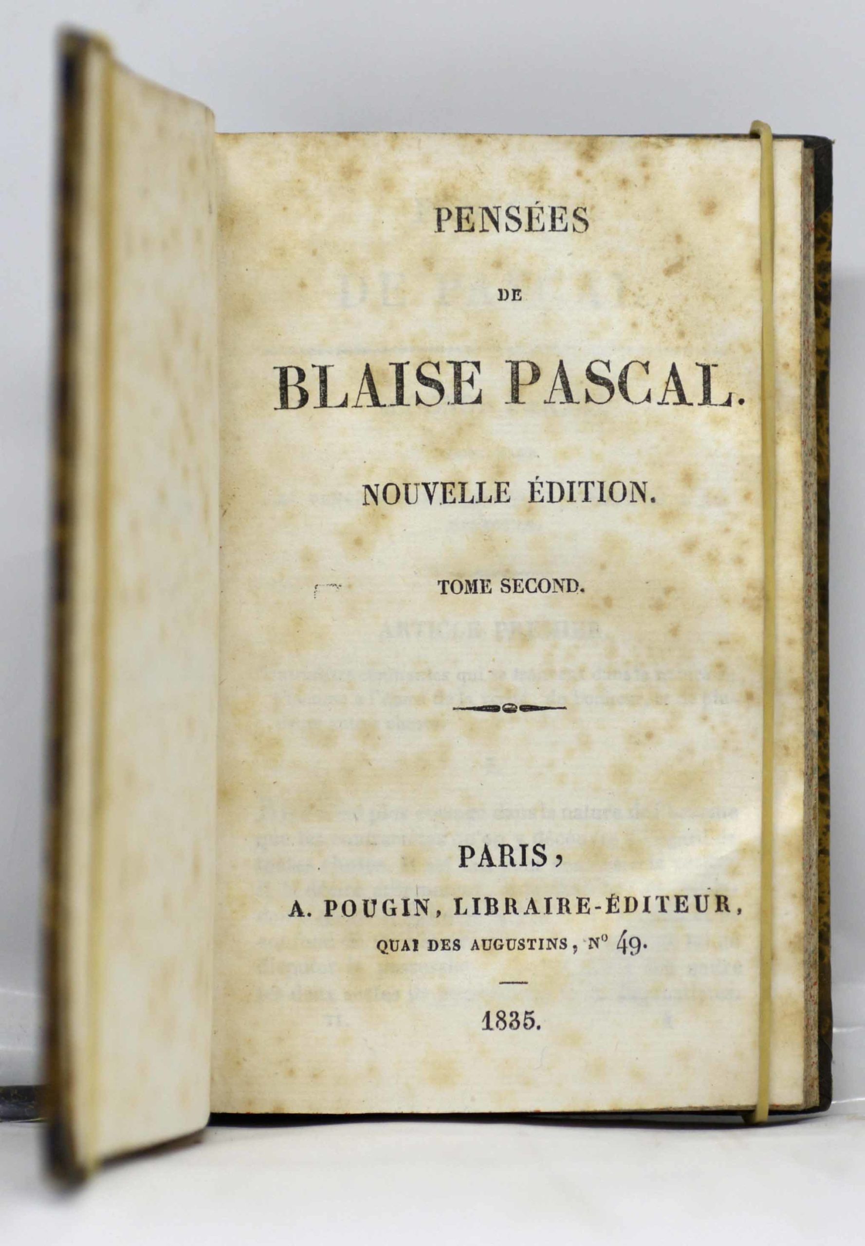 PASCAL, Pensées de Blaise Pascal. Nouvelle édition. 1835 – Image 3