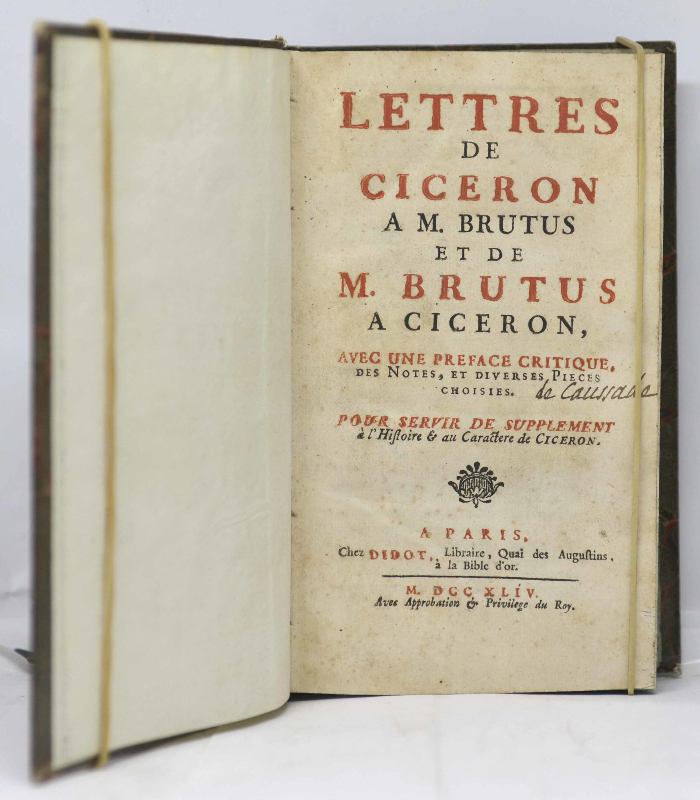 CICERON / BRUTUS / ABBÉ PRÉVOST (trad.), Lettres de Cicéron a M. Brutus et de M. Brutus a Cicéron, avec une préface critique, des notes, et diverses pièces choisies... 1744 – Image 2
