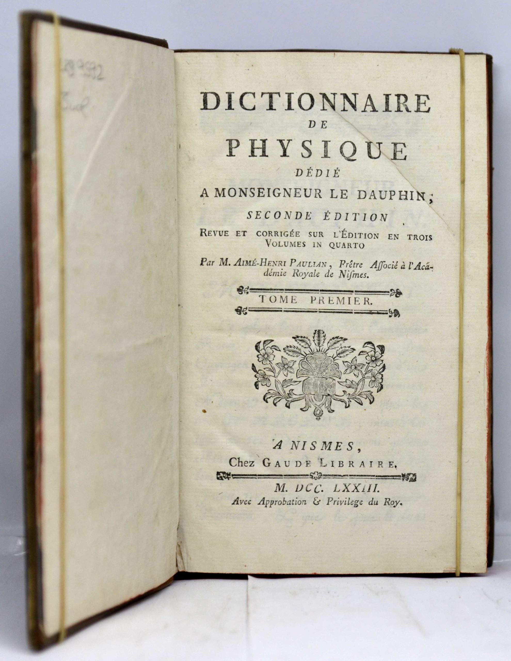 PAULIAN, Dictionnaire de physique dédié à Monseigneur le Dauphin. 1773 – Image 2