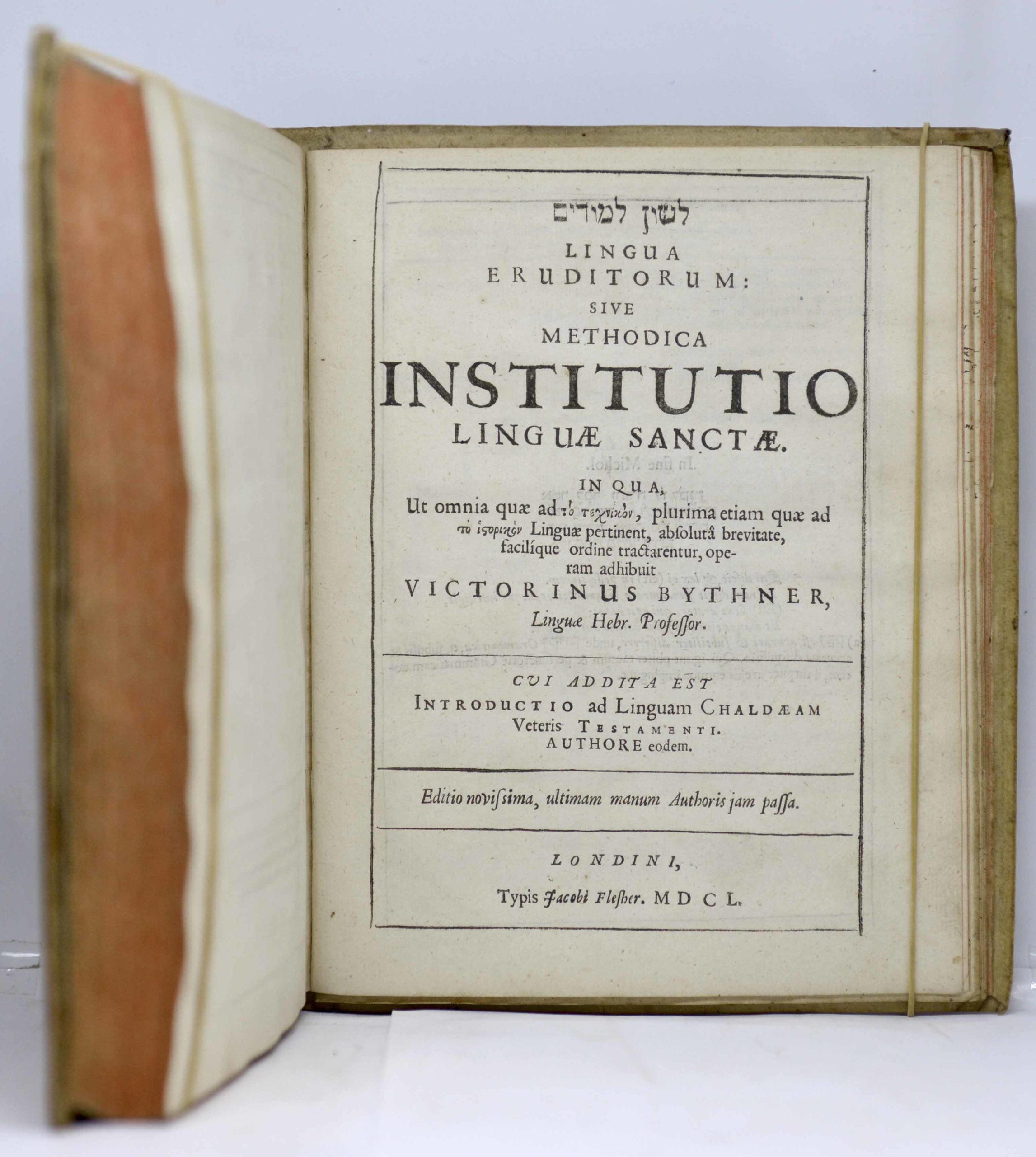 BYTHNER, Victorinus (1605-1670)LYRA PROPHETICA DAVIDIS REGIS : SIVE ANALYSIS CRITICO-PRACTICA PSALMORUM... Suivi de LINGUA ERUDITORUM : SIVE INSTITUTIO METHODICA LINGUAE SANCTAE...1653 – Image 5