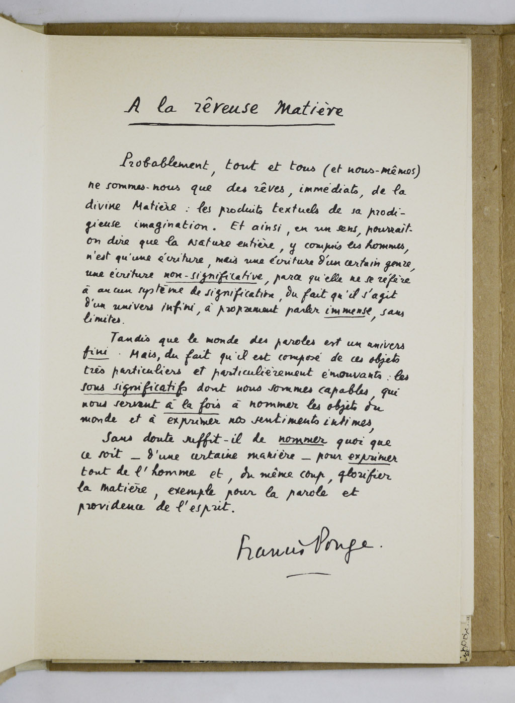 PONGE / GRINDAT / YERSIN, À la rêveuse matière, 1963 – Image 4