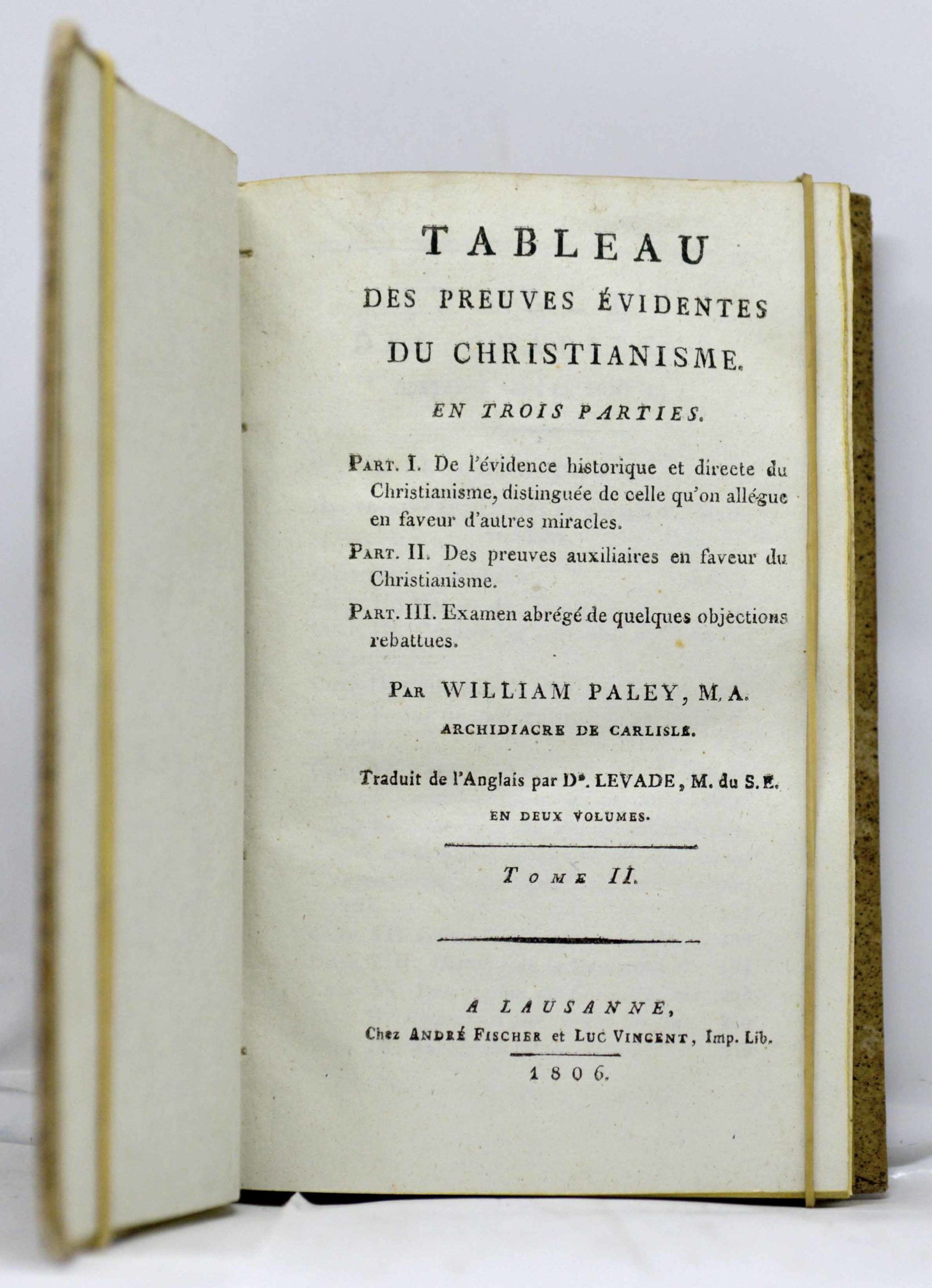 PALEY, Tableau des preuves évidentes du christianisme. En trois parties. 1806 – Image 2