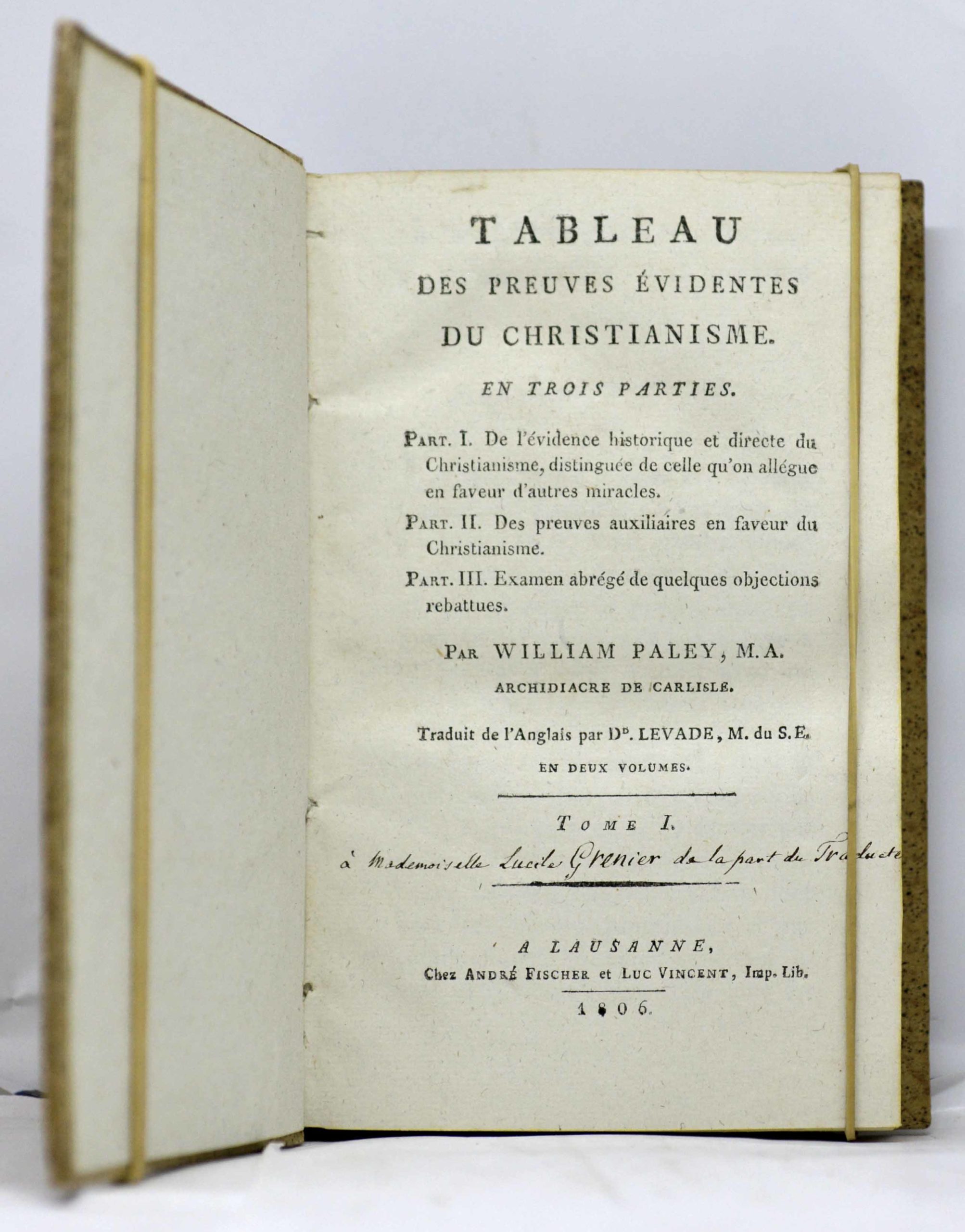 PALEY, Tableau des preuves évidentes du christianisme. En trois parties. 1806 – Image 3